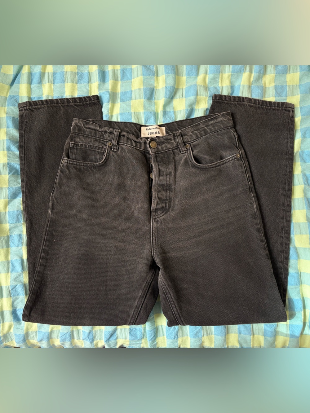 Reformation Washed Black Straight Jeans